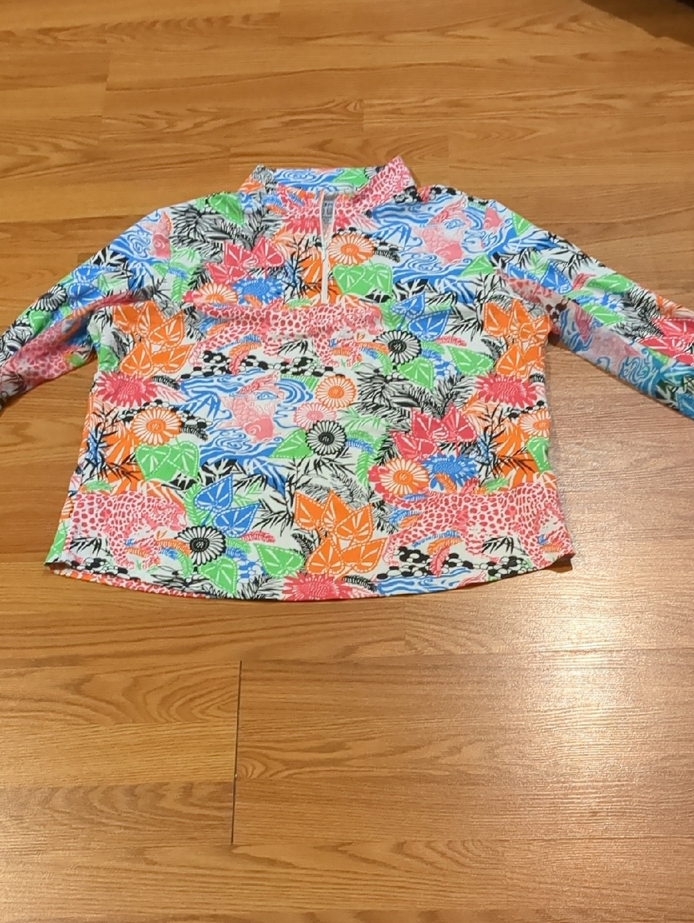 Ibkul Icifil Long Sleeve Sun Shirt: Zip Mock -Bamboo Gardens Multi - Picture 4 of 8